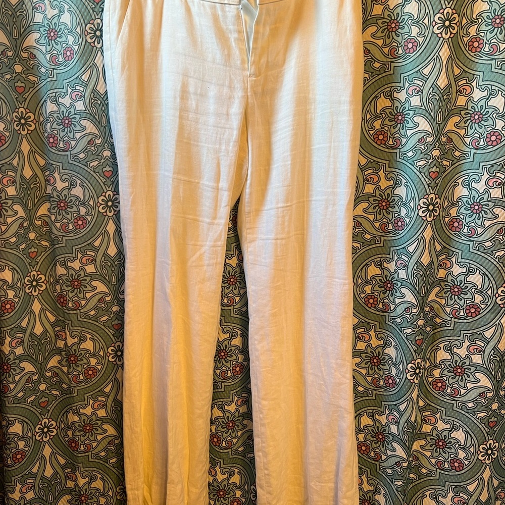 Banana Republic Cream Lightweight Linen-Blend Chinos